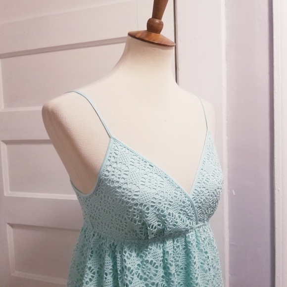 Express Lace Mint Green Babydoll Dress, Size S - Picture 3 of 12